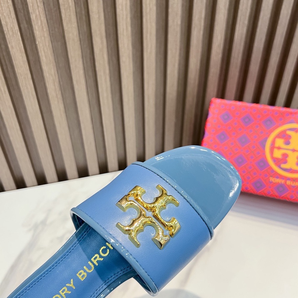 Tory Burch Eleanor Blue Slides, Suitable for Summer Outdoor Wear - Picture 4 of 8